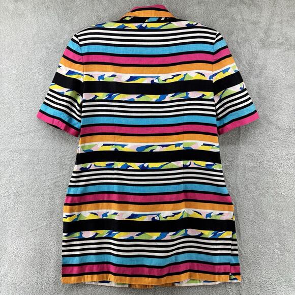 Richie Freeman For Teri Jon Blazer Women 12 Multicolor Linen Striped Rainbow Art - Picture 6 of 10